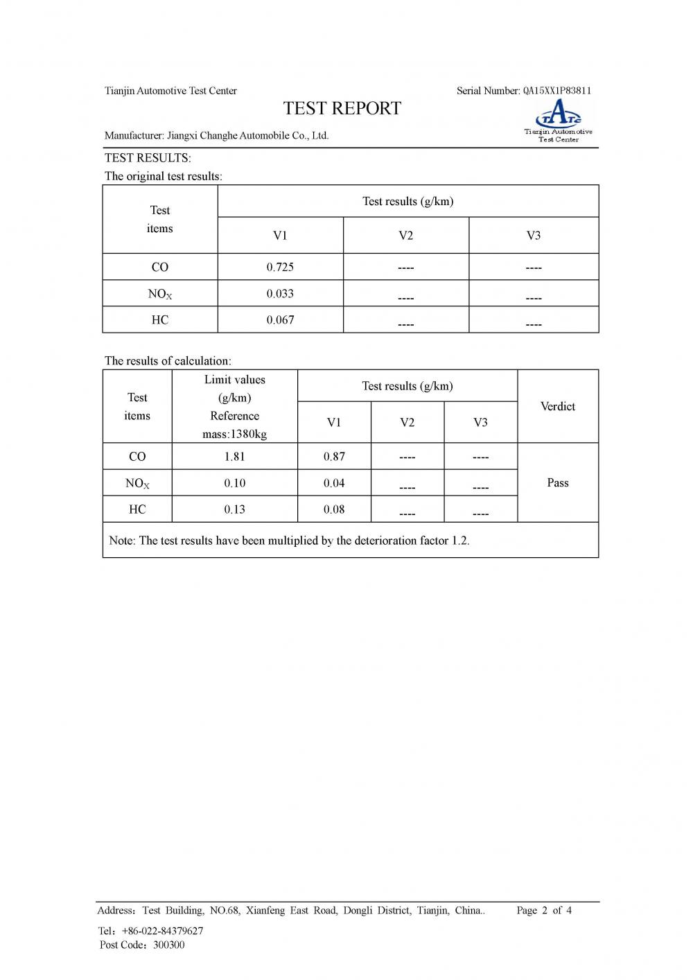 Q35 EMISSION TEST REPORT