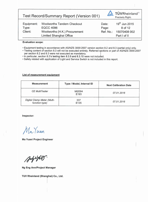 TUV TEST Report