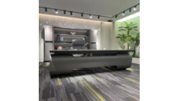 Hot-selling Modern Wooden Office Desk for Exhibition, L-shaped Luxury Executive Desk, Custom-made in Foshan Factory.1