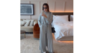 Zahraa Abaya Manufacturer 2026 EID Muslim Ladies' Outfit Set Daily Wear Islamic Clothing with Top & Pants Elegant Open Abaya1