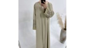 Wholesale Abaya 2025 Eid Ramadan Islamic Clothing Cardigan Abaya Dubai Modest Embroidery Sleeve Design Black Abaya1