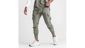 Men's Wide Leg Oversized Pockets Brushed Blue Cotton Canvas Cargo Webbing Pants Casual Trousers1