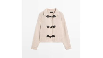 Women's horn button detail wool blend cardigan