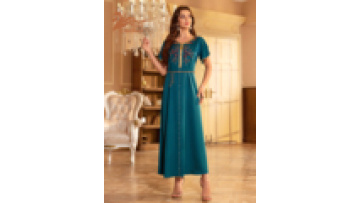 New Arrivals Islamic Clothing Abaya Dubai Ladies Party Women Dress Turkey Dresses Short Sleeve Muslim Ethnic Caftan1