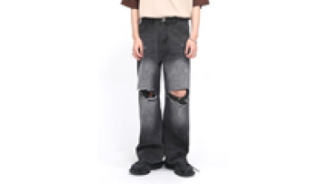 Vintage Distressed Simple Jeans Men Custom Logo Paint Mens Jean Pants with Zipper1