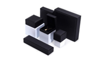 Hanhong factory wholesale custom luxury velvet jewelry packaging box thick sponge necklace ring box black PU leather jewelry box1