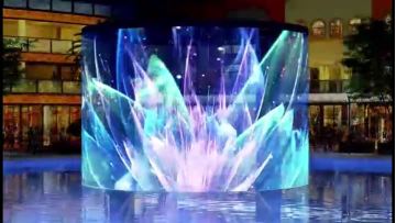 Flower shaped water curtain projection