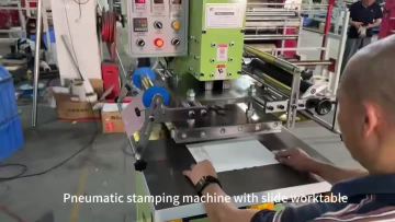 Pneumatic hot stamping machine with slide-worktable