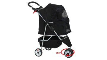  Bestpet Pet Stroller, 3 Wheels, Travel Folding Carrier