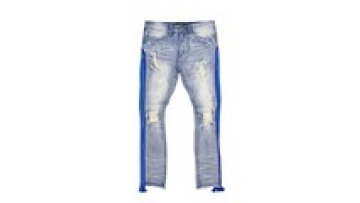 Men New Hip Hop Ripped Three Tape Stripes Front Shredded Men Cotton Black Jeans Trousers1