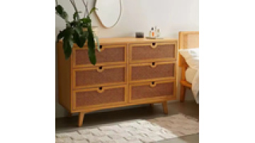 Factory wholesale door side  natural modern designs  storage  solid wood rattan  living room kitchen cabinet1