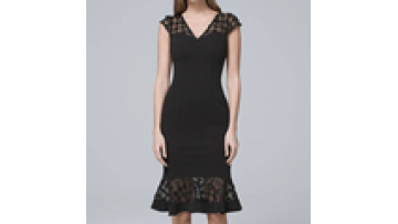 Elegent Embellished Beaded Lace Detail Black Midi Sheath Party Dress Evening1