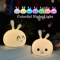 LED Colorful Night Light Silicone Rabbit Light Children Kids Toy Bunny Night Lamp Bedside Bedroom Gift
