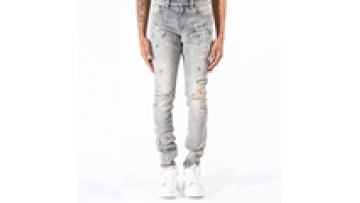 New Design Custom Men'S Jeans Stacked Fading Distressed Ripped Slim Skinny Jeans Paint1