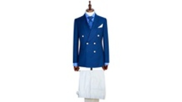 Custom Bespoke Men's Double Breasted Navy Wool Fabric Slim Suit Latest Design with Plus Size Blazer and Pant1