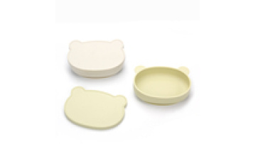 Food Grade hot sale with suction cup Silicone Cute Bear with Lid 100% Silicone Baby Plate Dishwasher safe silicone dishes1