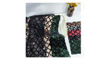 Wholesale new fashion colourful Sequin Embroidered Fabric Wedding Velvet Laces Fabrics For Woman Party1
