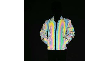High Visibility color changing rainbow reflective lapel jackets trendy nightlife nightlife trench coat outdoor casual jacket