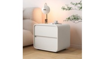 wholesale hotel household modern Minimalism Leather furniture solid wood storage bedroom  bedside table with drawer1
