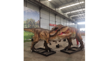 Two lifelike animatronic Tyrannosaurus Rex