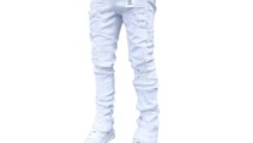 Streetwear Manufact Custom Men High Street Distressed Ripped Denim Flare Pants Stacked Jeans1