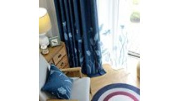 Floral Blackout Curtain with Leaf Embroidery Grommet Top Thermal Insulated Room Darkening embroidery window curtain1