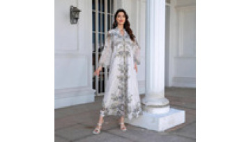 Summer Breathable Abaya Dress Elegant Hot Diamond Beaded Printed Kaftan Middle East Muslim Women's Abaya Maxi Dress1