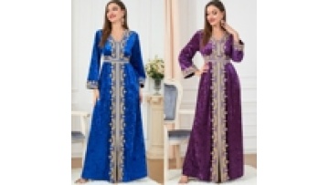3272  Winter Modest Embroidered Turkey Velvet Kaftan Abaya for MuslimFall Abaya Dress  Islamic Clothing1