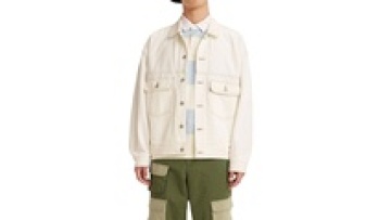 Wholesale White Turn Down Collar Denim Jean Jacket With 2 Pockets For Men1