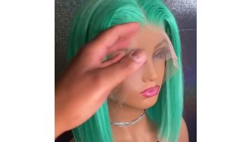 Pink red gray green blue purple yellow orange frontal lace wigs 100% virgin human hair wig short hair woman colored bob wig1