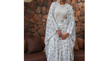 2025 New Cardigan Floral Printed Chiffon Muslim Abaya Summer Wrap Skirt 2pc Abaya Set for Women1