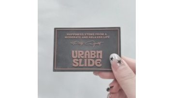 Leather label with silk screen printed silicone letters