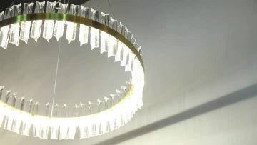 Triangular glass strip ring LED pendant light