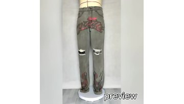Jeans factory new arrivals skinny ripped jeans custom logo rhinestone jeans men1