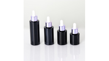 Opaque Black Glass Bottle With Purple Dropper 