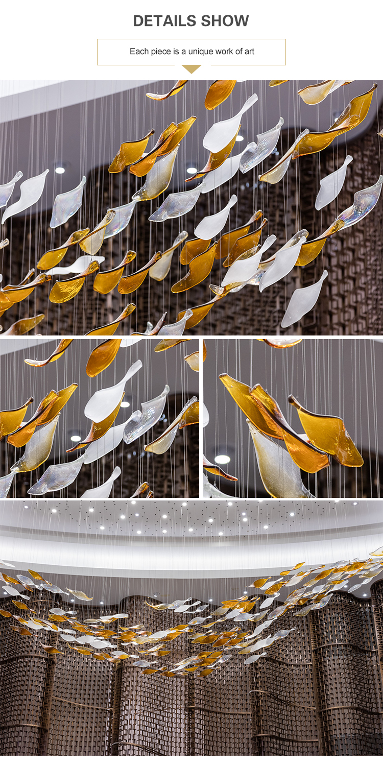 Latest crystal customizable fish shaped big project modern chandelier light