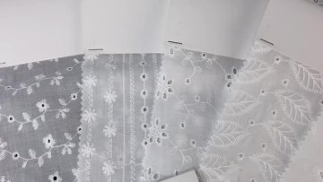 2021 hot pattern white embroidery on 100% cotton voile fabric for clothing textile1