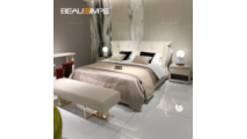 Furniture set  Nordic modern simple light luxury style Upholstered bed high-grade leather master bedroom 1.8m double bed1