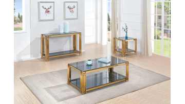 Modern Stainless steel coffee table sets with glass