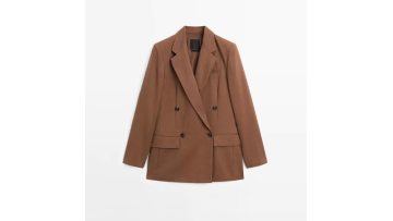 Women's minimalist double breasted linen blend suit jacket