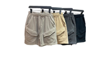 Custom Mens Casual 100% Cotton French Terry Cargo  Raw Edge Shorts for Men1