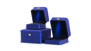 Hanhong wholesale custom luxury crown jewelry packaging box led bracelet necklace ring box blue jewelry box with led light1