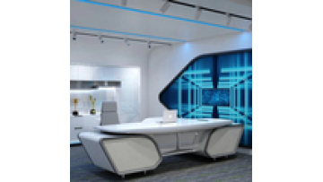 Luxury Lacquered White Glossy Automatic Smart Modern CEO President L Shaped Executive Office Desk1