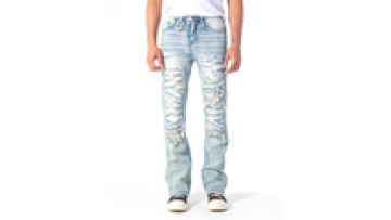 Latest Designer Style Bell Bottom Denim Pants OEM High Quality Vintage Ripped Jeans Customize Stacked Flare Jeans Men1
