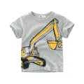 Boys Tops 2020 Kids Clothes Excavator Cotton Summer Short Sleeve Children Sweatshirt 2 3 4 5 6 7 8 Years T-shirts for Boy