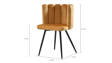 Dining Chairs Velvet Vanity Chair Petal Back and Metal Legs Dressing Chair