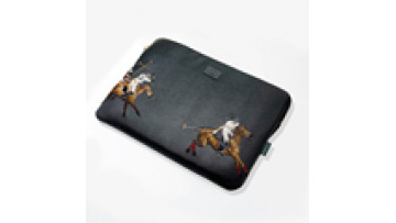 Embroidered Polo PU Leather Laptop Sleeve with Plush Lining1
