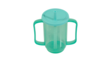 Elderly Care 350ml PP Plastic Silicone Lid Two Handles Anti-choking Straw Drink Cup1