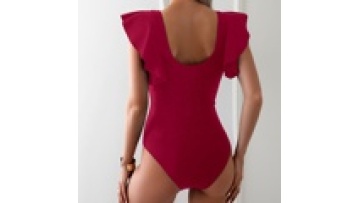 2024 New Wholesale Sexy One Piece V-neck Solid Swimwear Quick Dry Beach Suit1