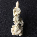 Dragon Guanyin sculpture statue White hand-carved home decoration accessories attic office Buddha statue Decorative gift 17cm
